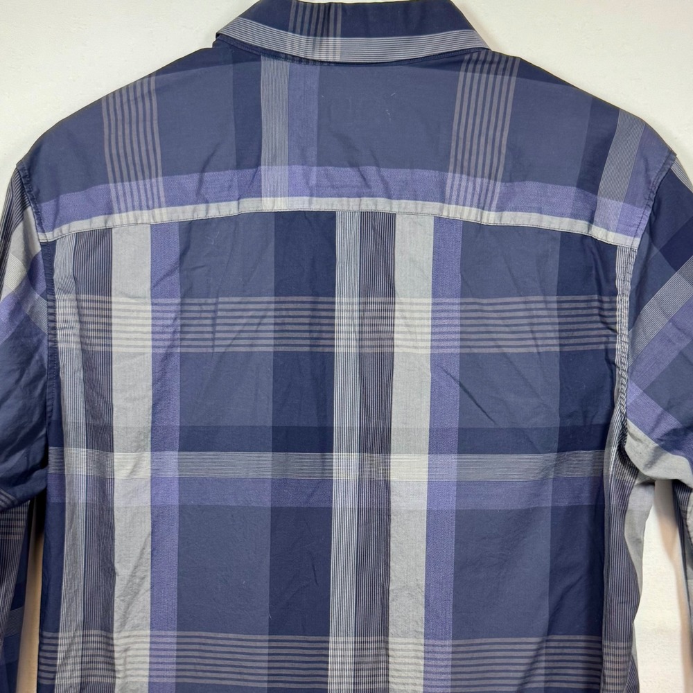 Calibrate Non-Iron Shirt Plaid Button Up Long Sleeve Modern Fit Blue Sz Medium - Picture 7 of 7